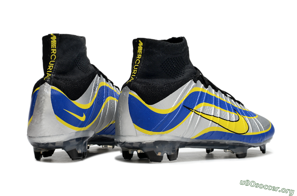 Nike Mercurial Superfly 4 Elite FG Football Boots - Silver/Yellow/Blue 6