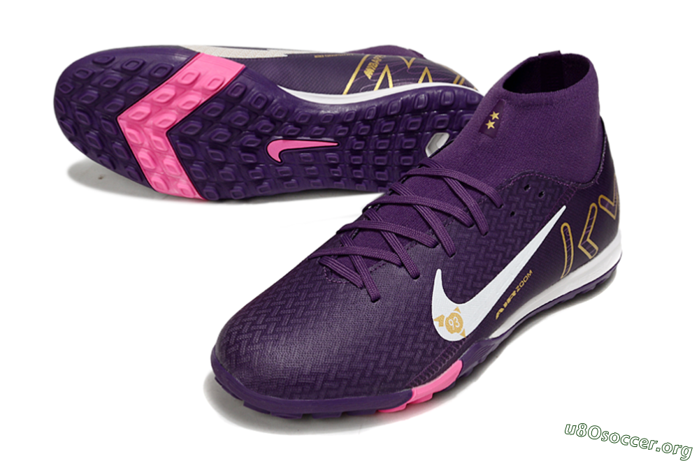 Nike Air Zoom Mercurial Superfly 10 Elite TF Football Shoes - Purple/White/Gold 0