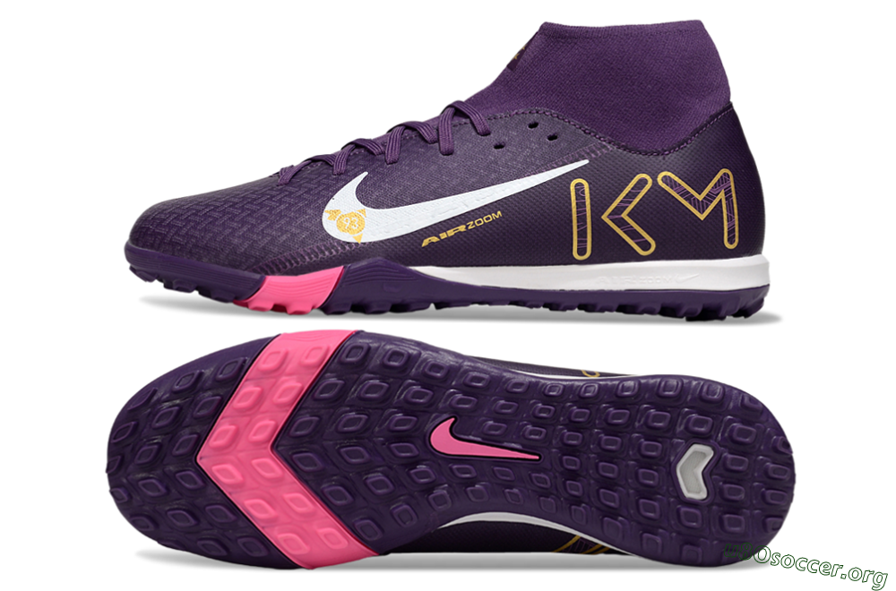 Nike Air Zoom Mercurial Superfly 10 Elite TF Football Shoes - Purple/White/Gold 1