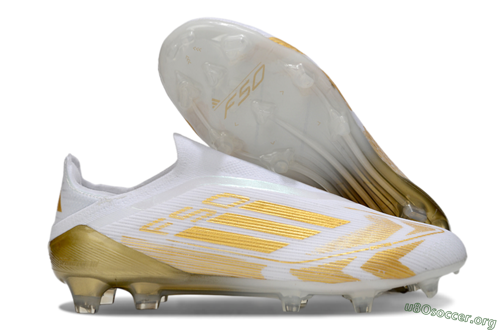 Adidas F50 Elite Laceless FG Football Boots - White/Gold 2