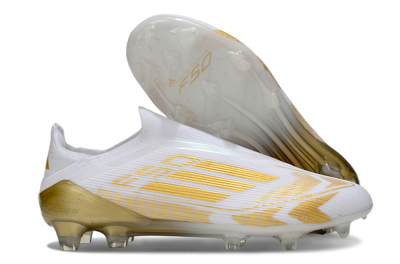 Adidas F50 Elite Laceless FG Football Boots - White/Gold