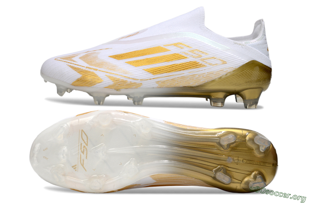 Adidas F50 Elite Laceless FG Football Boots - White/Gold 1