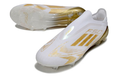 Adidas F50 Elite Laceless FG Football Boots - White/Gold