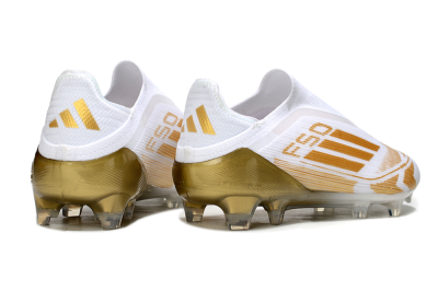 Adidas F50 Elite Laceless FG Football Boots - White/Gold
