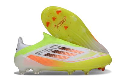 Adidas F50 Elite Laceless FG Football Boots - White/Yellow/Orange