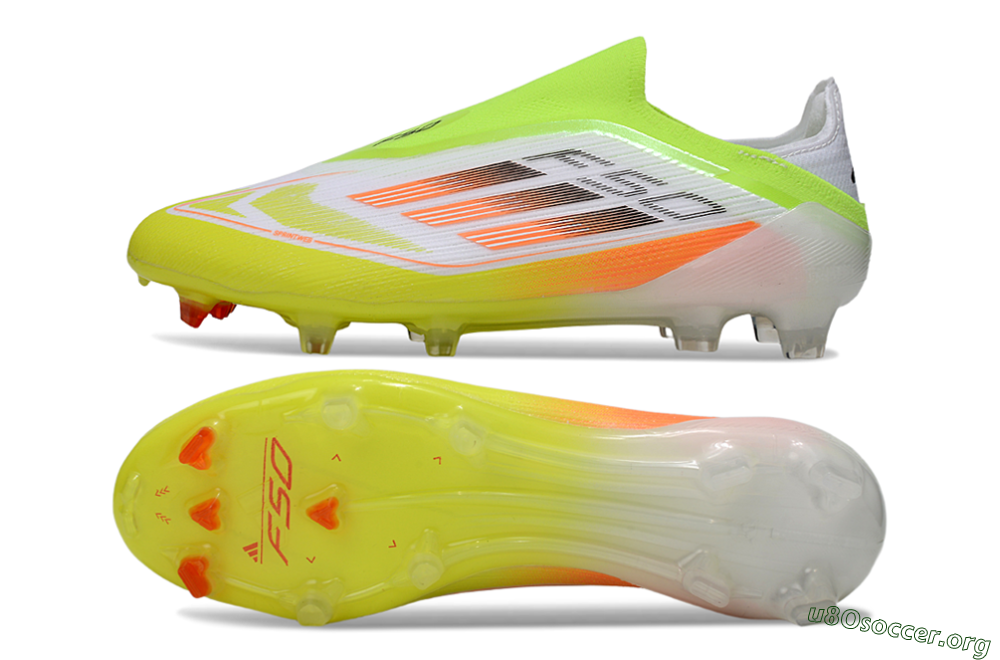 Adidas F50 Elite Laceless FG Football Boots - White/Yellow/Orange 1