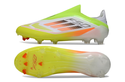 Adidas F50 Elite Laceless FG Football Boots - White/Yellow/Orange
