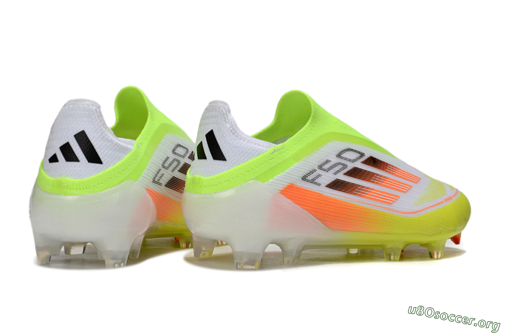 Adidas F50 Elite Laceless FG Football Boots - White/Yellow/Orange 6