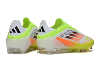 Adidas F50 Elite Laceless FG Football Boots - White/Yellow/Orange