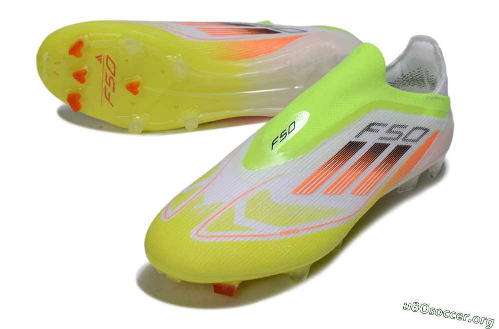 Adidas F50 Elite Laceless FG Football Boots - White/Yellow/Orange 0
