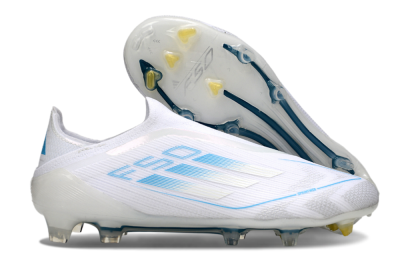 Adidas F50 Elite Laceless FG Football Boots - White/Blue