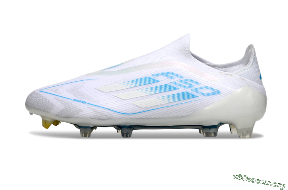 Adidas F50 Elite Laceless FG Football Boots - White/Blue 3