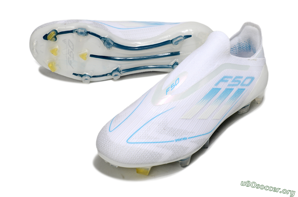 Adidas F50 Elite Laceless FG Football Boots - White/Blue 0