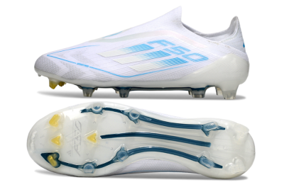 Adidas F50 Elite Laceless FG Football Boots - White/Blue