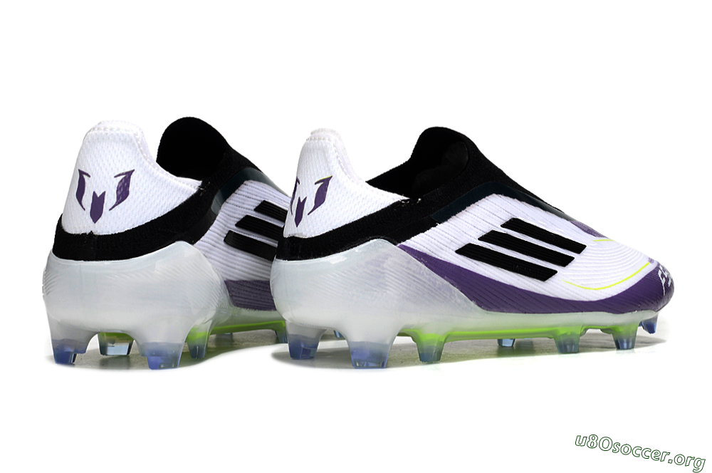 Messi x Adidas F50 Elite Laceless FG Football Boots - White/Purple/Black 6