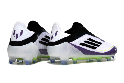 Messi x Adidas F50 Elite Laceless FG Football Boots - White/Purple/Black
