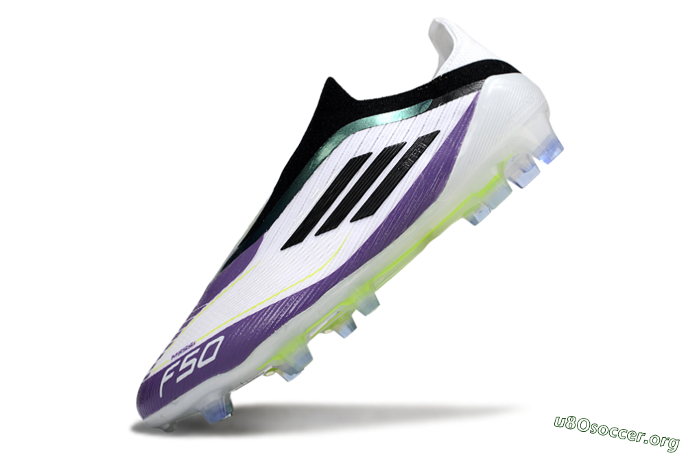 Messi x Adidas F50 Elite Laceless FG Football Boots - White/Purple/Black 5