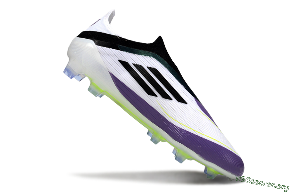 Messi x Adidas F50 Elite Laceless FG Football Boots - White/Purple/Black 4
