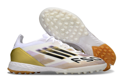 Adidas F50 Pro TF Football Shoes - White/Black/Gold