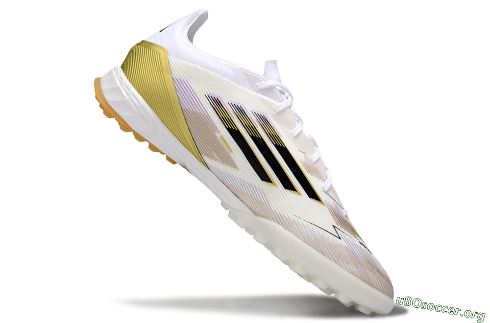 Adidas F50 Pro TF Football Shoes - White/Black/Gold 4