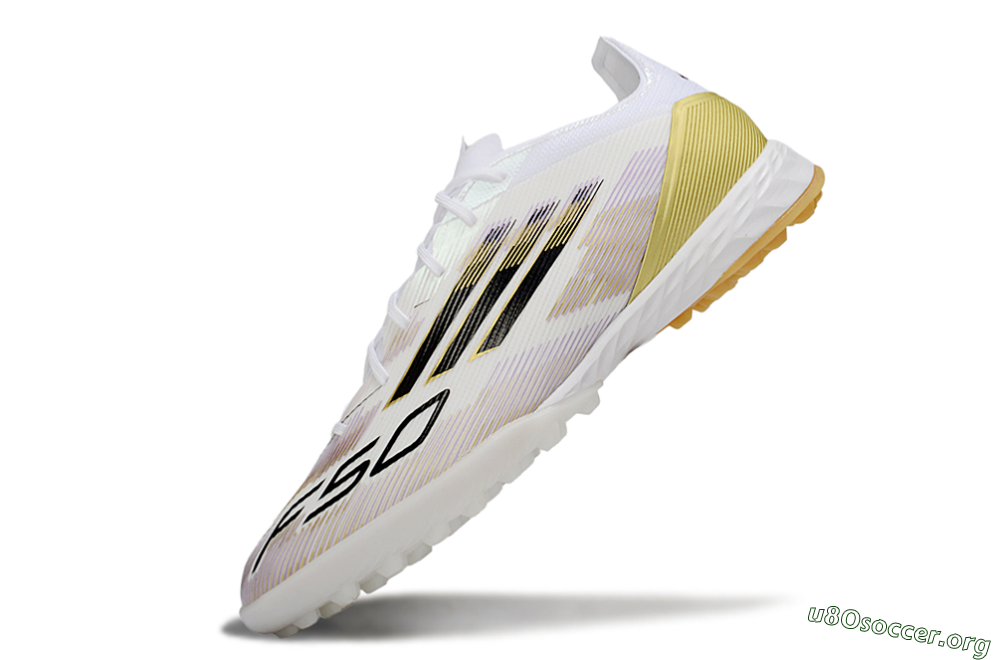 Adidas F50 Pro TF Football Shoes - White/Black/Gold 5