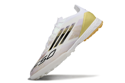 Adidas F50 Pro TF Football Shoes - White/Black/Gold