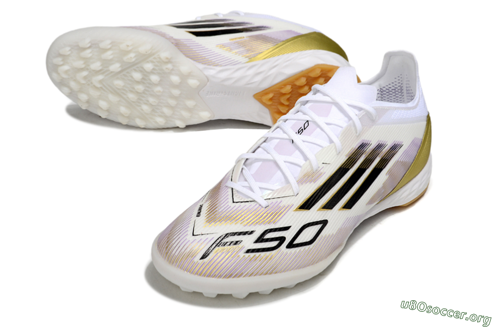 Adidas F50 Pro TF Football Shoes - White/Black/Gold 0