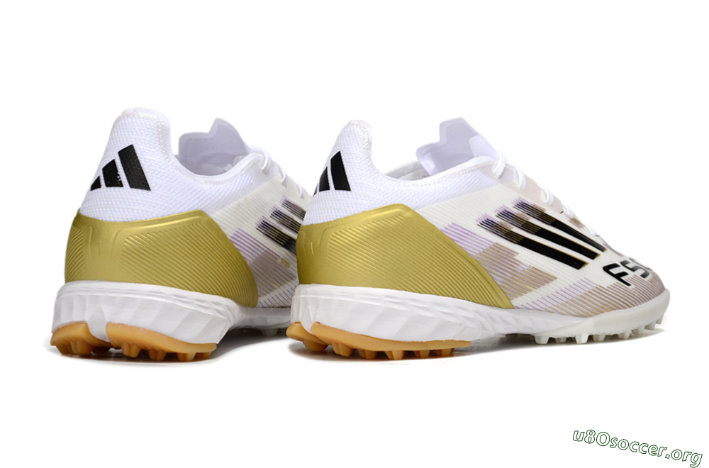 Adidas F50 Pro TF Football Shoes - White/Black/Gold 6