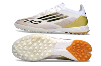 Adidas F50 Pro TF Football Shoes - White/Black/Gold