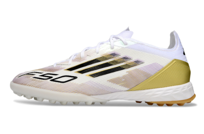 Adidas F50 Pro TF Football Shoes - White/Black/Gold