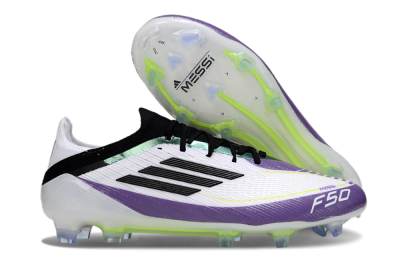 Messi x Adidas F50 Elite FG Football Boots - White/Purple/Black