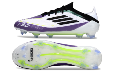 Messi x Adidas F50 Elite FG Football Boots - White/Purple/Black