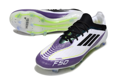 Messi x Adidas F50 Elite FG Football Boots - White/Purple/Black