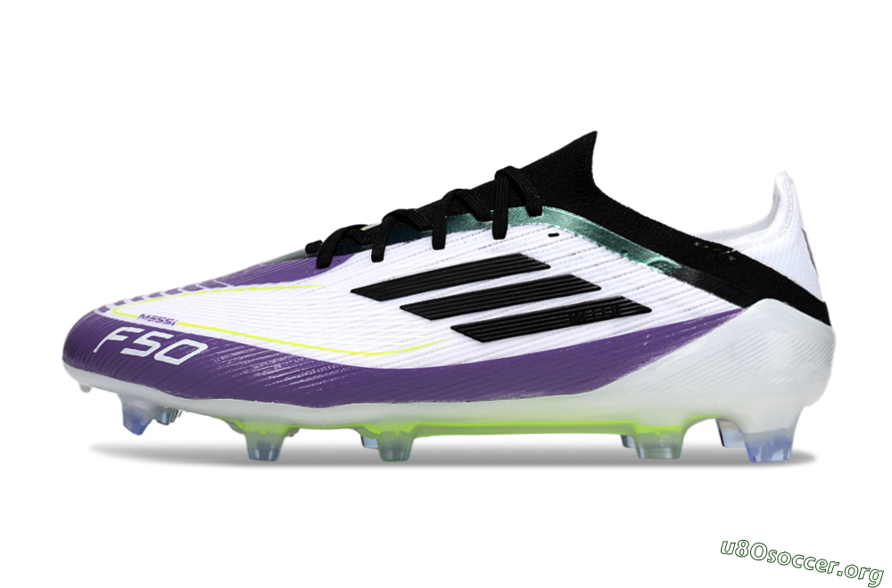 Messi x Adidas F50 Elite FG Football Boots - White/Purple/Black 3