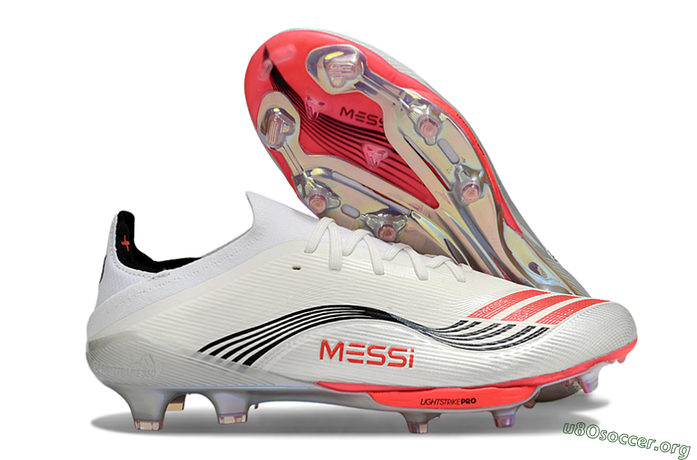 Messi x Adidas F50+ Elite FG Football Boots - Silver/Red/Black 2