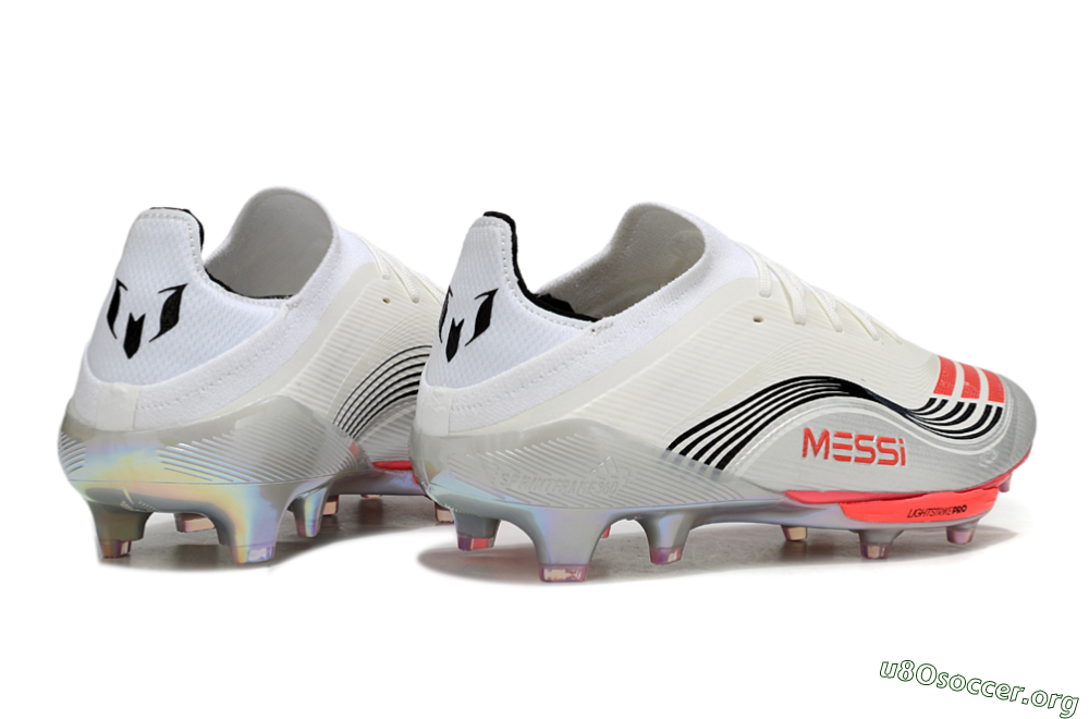 Messi x Adidas F50+ Elite FG Football Boots - Silver/Red/Black 6