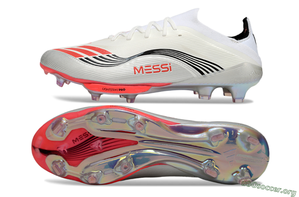 Messi x Adidas F50+ Elite FG Football Boots - Silver/Red/Black 1