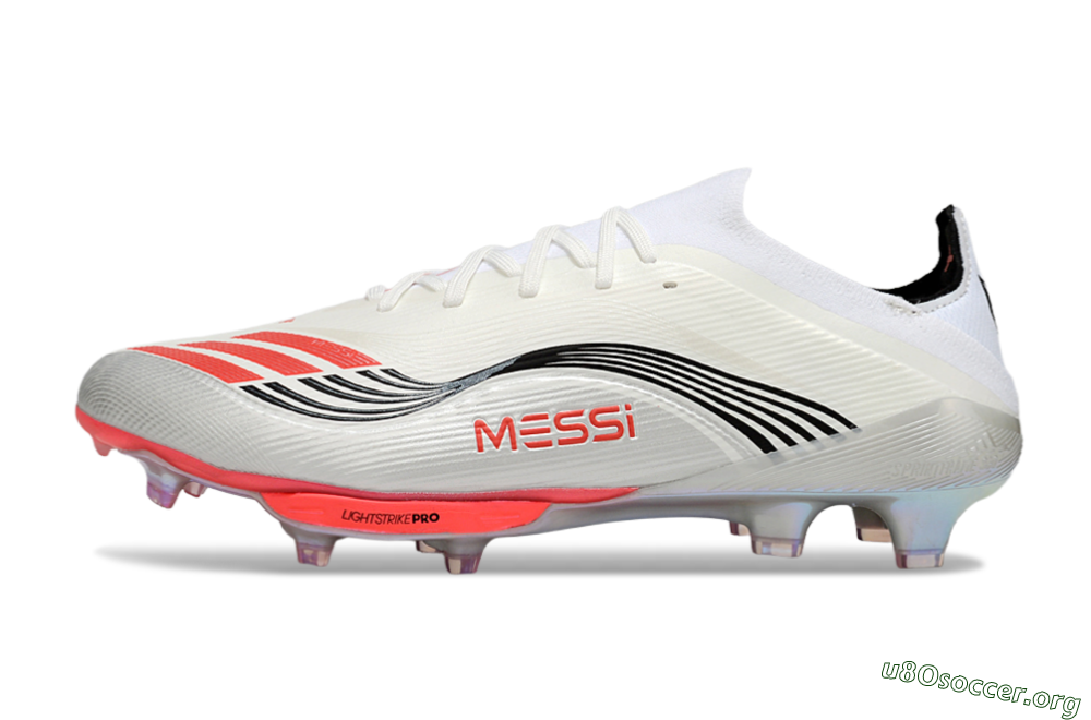 Messi x Adidas F50+ Elite FG Football Boots - Silver/Red/Black 3