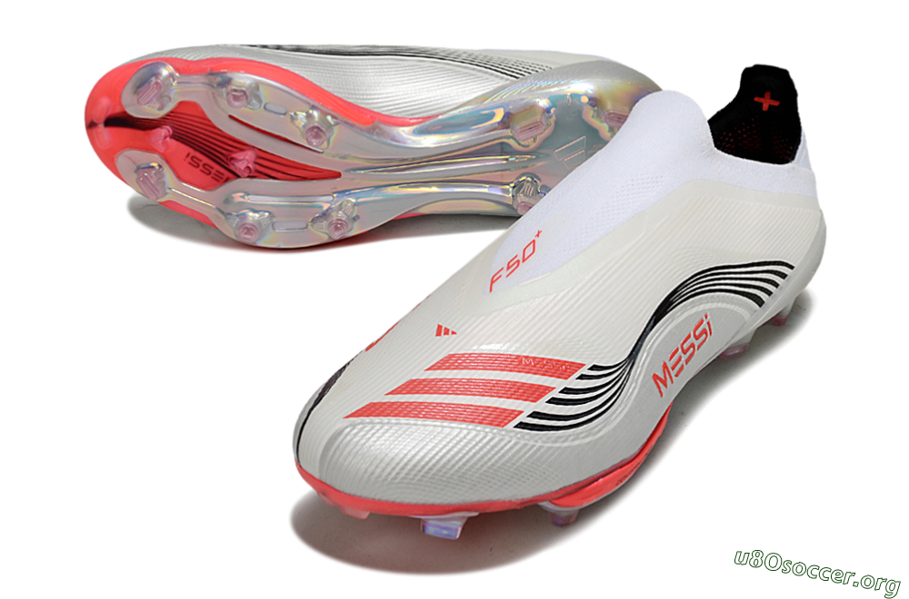 Messi x Adidas F50+ Elite Laceless FG Football Boots - Silver/Red/Black 0