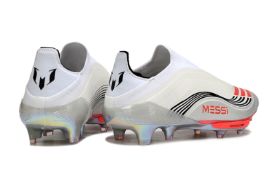 Messi x Adidas F50+ Elite Laceless FG Football Boots - Silver/Red/Black