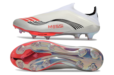 Messi x Adidas F50+ Elite Laceless FG Football Boots - Silver/Red/Black