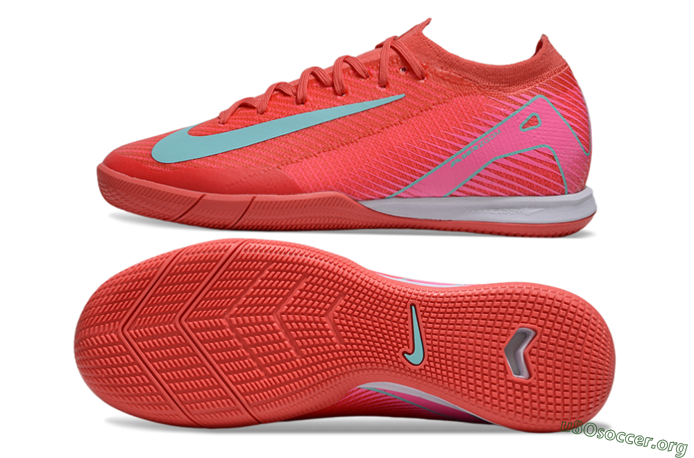 Nike Air Zoom Mercurial Vapor 16 Elite IC Football Shoes - Red/Jade/White 1
