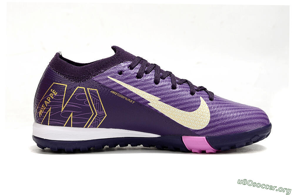 Nike Air Zoom Mercurial Vapor 16 Elite TF Football Shoes - Purple/White/Gold 4