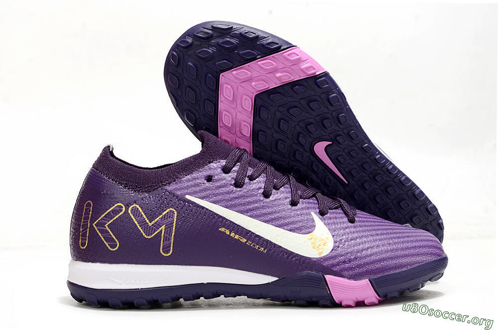 Nike Air Zoom Mercurial Vapor 16 Elite TF Football Shoes - Purple/White/Gold 2