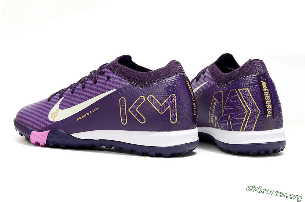 Nike Air Zoom Mercurial Vapor 16 Elite TF Football Shoes - Purple/White/Gold 5