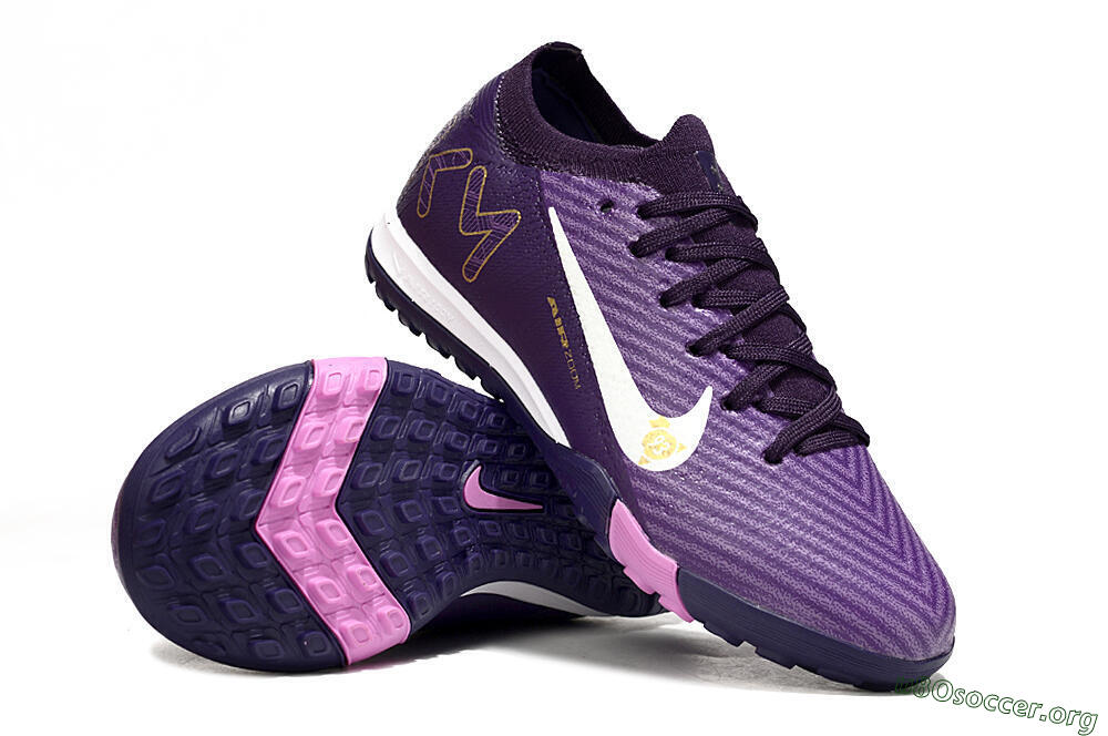 Nike Air Zoom Mercurial Vapor 16 Elite TF Football Shoes - Purple/White/Gold 1