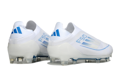 Adidas F50 Elite Laceless FG Football Boots - White/Blue