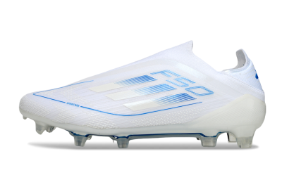 Adidas F50 Elite Laceless FG Football Boots - White/Blue