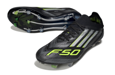 Adidas F50 Elite FG Football Boots - Black/Silver/Yellow