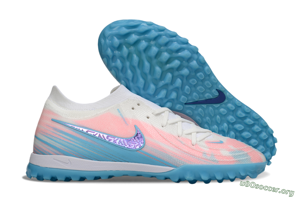 Nike Phantom GX 2 Elite TF Football Shoes - White/Pink/Blue 2